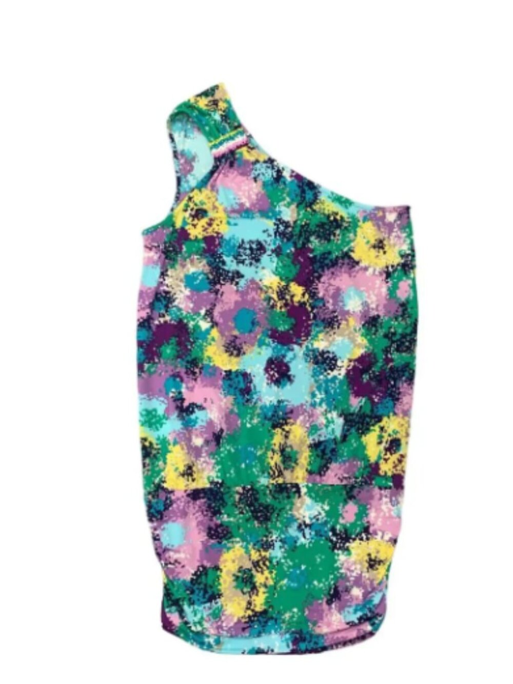 BCBGMAXAZRIA One-Shoulder Y2K Digital Print Violet Combo Mini